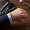 Bracelet homme perles naturelles 10mm rondes acier inoxydable