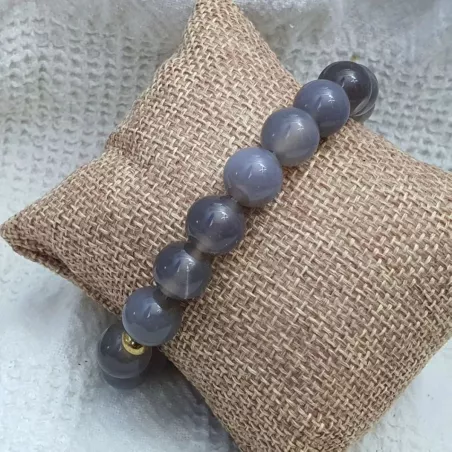 Bracelet homme perles naturelles 10mm rondes acier inoxydable