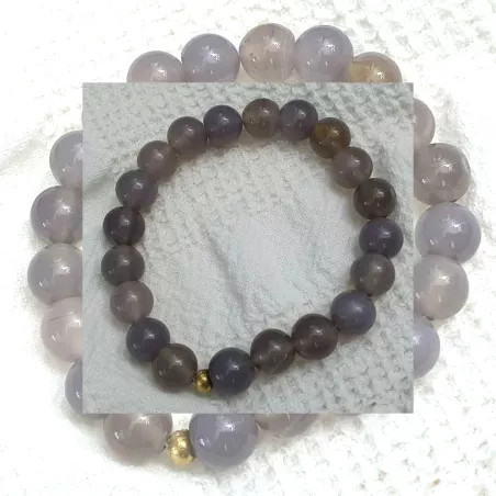 Bracelet homme perles naturelles 10mm rondes acier inoxydable