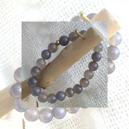 Bracelet homme perles naturelles 10mm rondes acier inoxydable