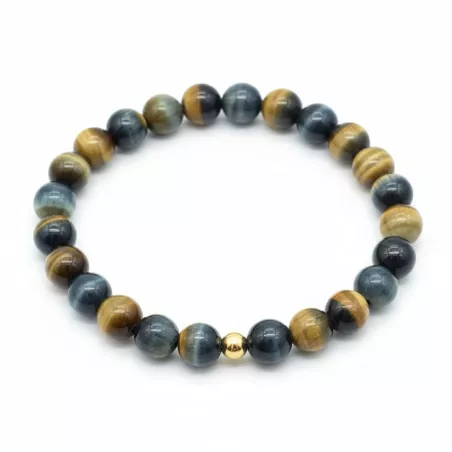 Bracelet homme perles naturelles 10mm rondes acier inoxydable