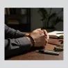 Bracelet homme perles naturelles 10mm rondes acier inoxydable