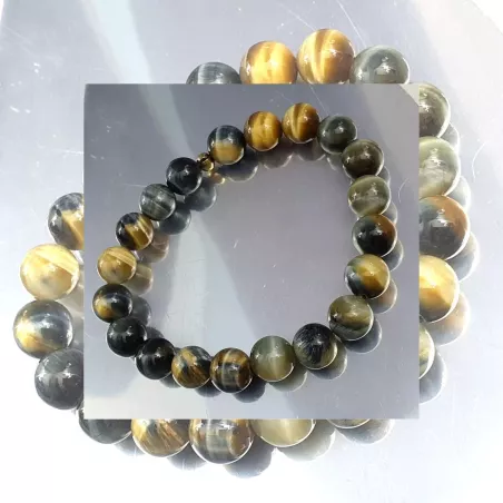 Bracelet homme perles naturelles 10mm rondes acier inoxydable