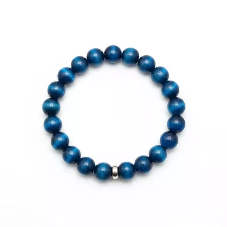 Bracelet homme perles naturelles 10mm rondes acier inoxydable