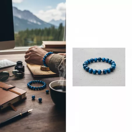 Bracelet homme perles naturelles 10mm rondes acier inoxydable