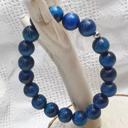 Bracelet homme perles naturelles 10mm rondes acier inoxydable