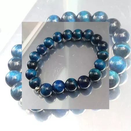 Bracelet homme perles naturelles 10mm rondes acier inoxydable