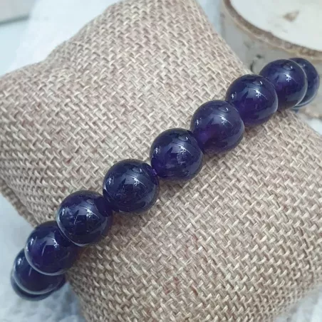 Bracelet homme perles naturelles 10mm rondes acier inoxydable