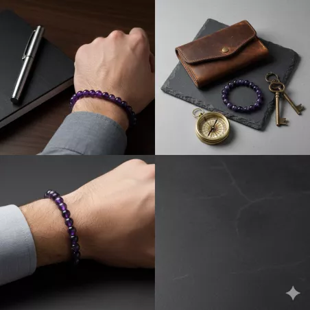 Bracelet homme perles naturelles 10mm rondes acier inoxydable
