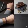 Bracelet homme perles naturelles 10mm rondes acier inoxydable