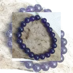 Bracelet homme perles naturelles 10mm rondes acier inoxydable