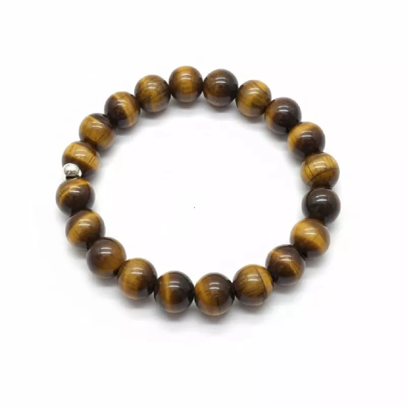 Bracelet homme perles naturelles 10mm rondes acier inoxydable Bracelet homme perles naturelles 10mm rondes acier inoxydable