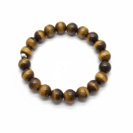 Bracelet homme perles naturelles 10mm rondes acier inoxydable