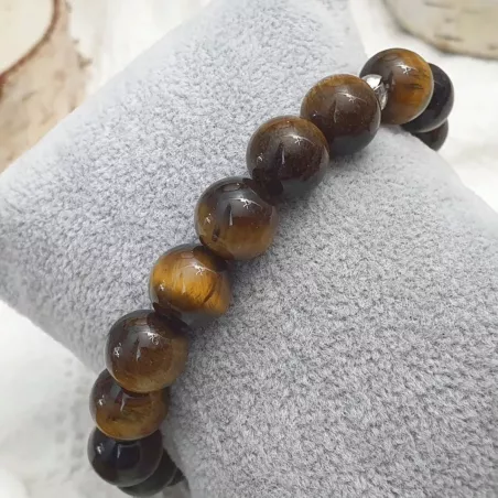 Bracelet homme perles naturelles 10mm rondes acier inoxydable
