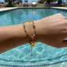 Bracelets Rosa avec pendentif coeur en acier inoxydable dore et argente