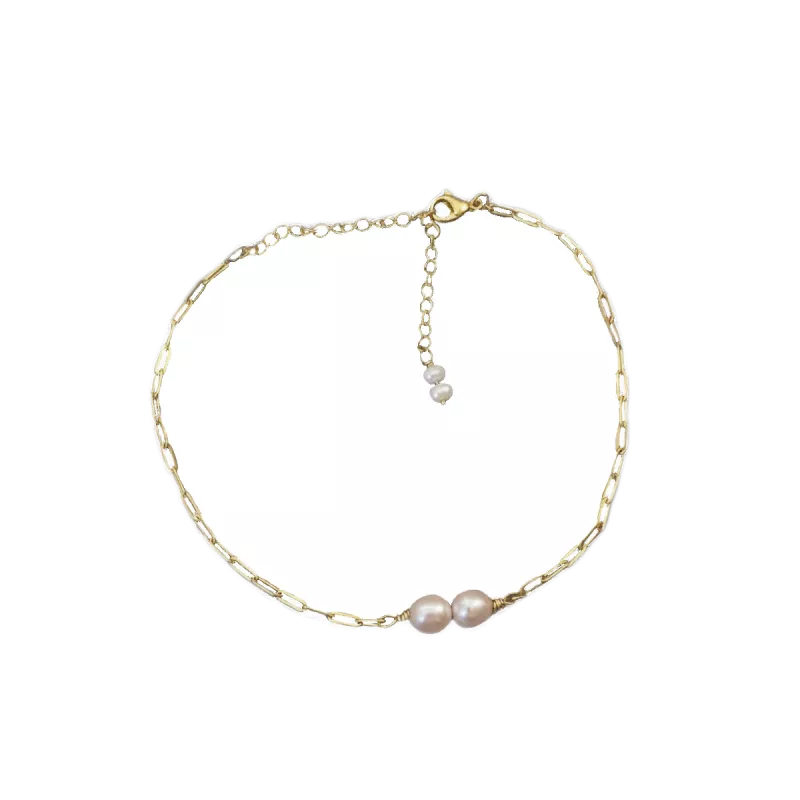 Collier Nova avec perles d’eau rosée et blanche
