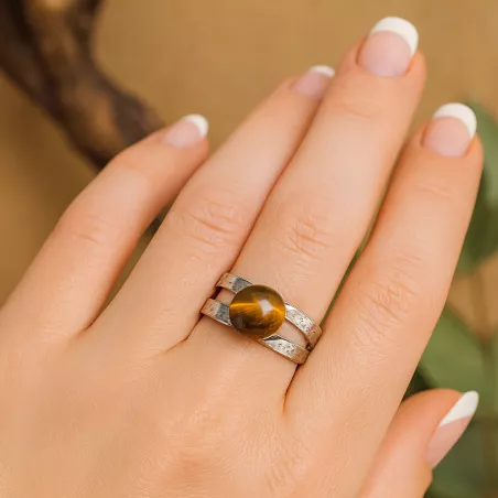 Bague Vibe réglable en pierre naturelle | Bouly&Cailloux