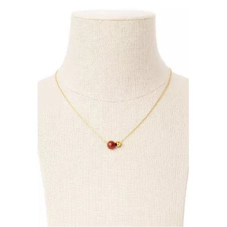 Collier Nelumbo acier inoxydable pierre naturelle et hematite jaspe