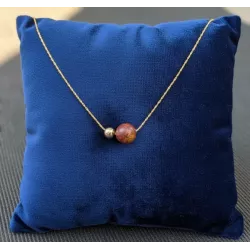 Collier Nelumbo acier inoxydable pierre naturelle et hematite jaspe