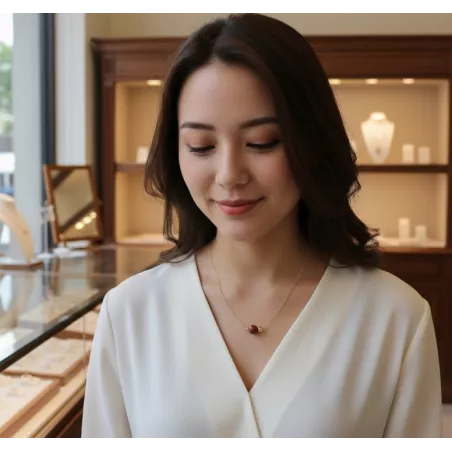 Collier Nelumbo acier inoxydable pierre naturelle et hematite jaspe