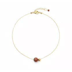 Collier Nelumbo acier inoxydable pierre naturelle et hematite jaspe