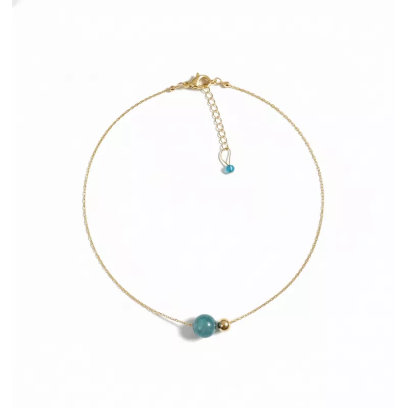 Collier Nelumbo acier inoxydable pierre naturelle et hematite apatite