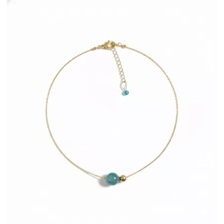 Collier Nelumbo acier inoxydable pierre naturelle et hematite apatite