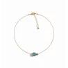 Collier Nelumbo acier inoxydable pierre naturelle et hematite apatite