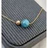Collier Nelumbo acier inoxydable pierre naturelle et hematite apatite