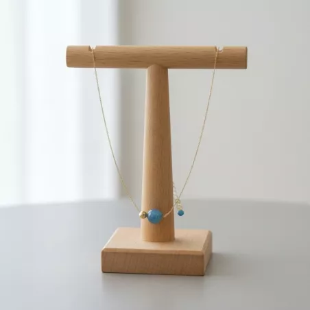 Collier Nelumbo acier inoxydable pierre naturelle et hematite apatite