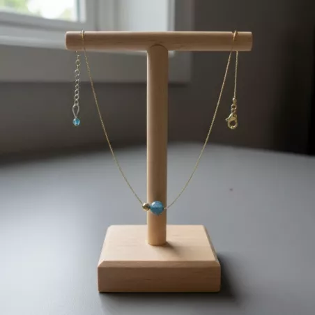 Collier Nelumbo acier inoxydable pierre naturelle et hematite apatite