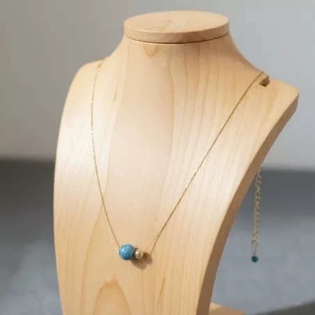 Collier Nelumbo acier inoxydable pierre naturelle et hematite apatite