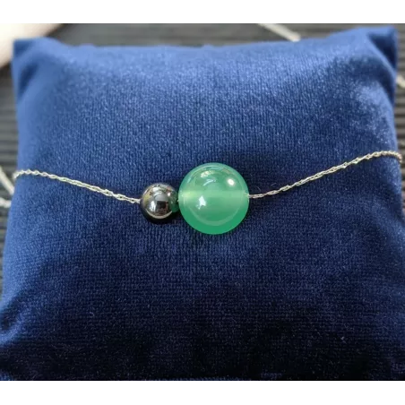 Collier Nelumbo acier inoxydable pierre naturelle et hematite aventurine