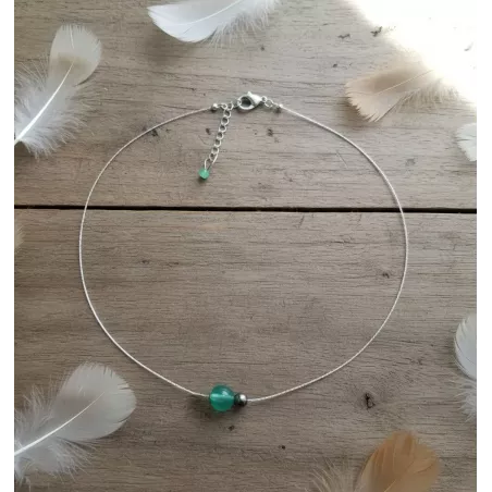 Collier Nelumbo acier inoxydable pierre naturelle et hematite aventurine