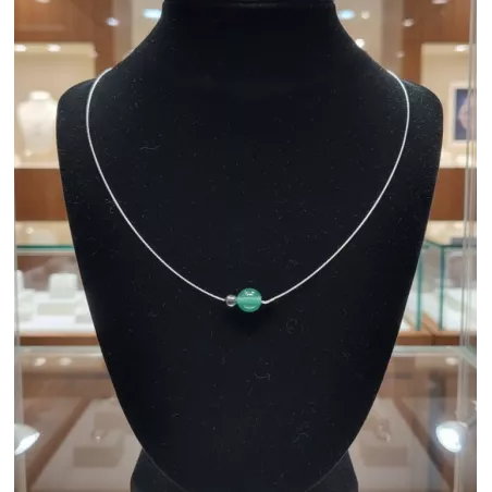 Collier Nelumbo acier inoxydable pierre naturelle et hematite aventurine