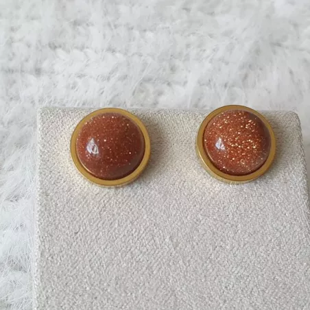 Boucles d’oreilles clous Essentiels – Pierre de soleil – vue 2