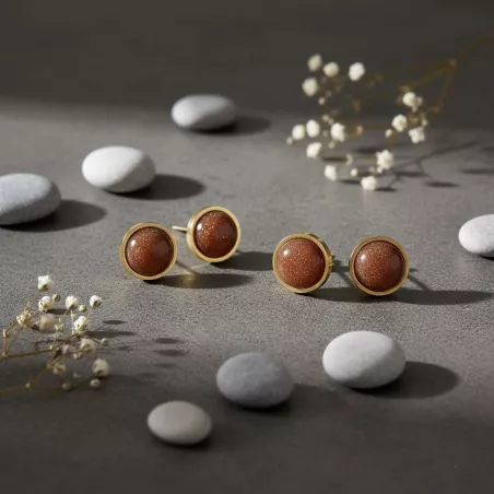 Boucles d’oreilles clous Essentiels – Pierre de soleil – vue 5