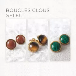 Boucles d’oreilles clous en pierre naturelle, faites main en acier inoxydable, bijou discret et élégant Bouly&Cailloux