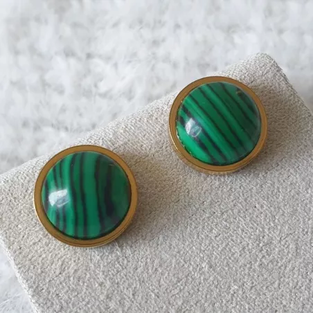 Boucles d’oreilles clous Essentiels – Malachite – vue 8