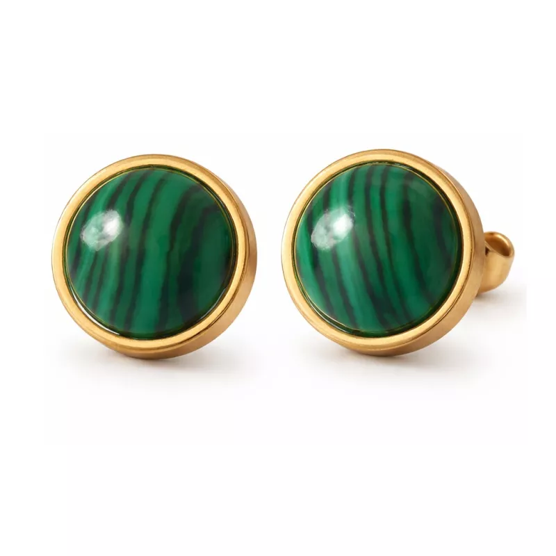 Boucles d’oreilles clous Essentiels – Malachite – vue 7