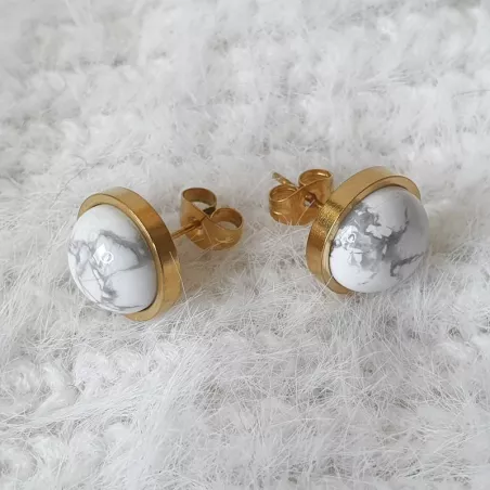 Boucles d’oreilles clous Essentiels – Howlite – vue 17