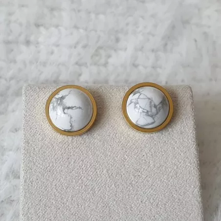 Boucles d’oreilles clous Essentiels – Howlite – vue 14