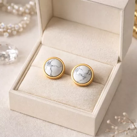 Boucles d’oreilles clous Essentiels – Howlite – vue 16