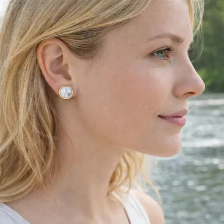 Boucles d’oreilles clous Essentiels – Howlite – vue 15
