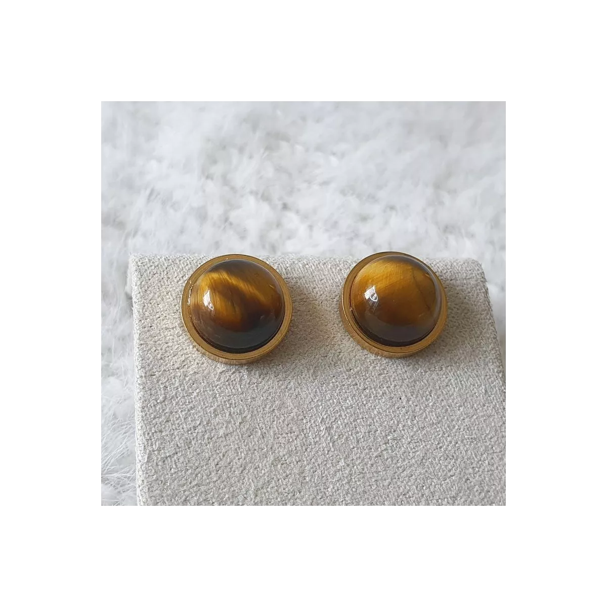 Boucles D'oreilles Clous En Quartz Naturel - Plaqué Or Jaune 18 Carats - Style Minimaliste