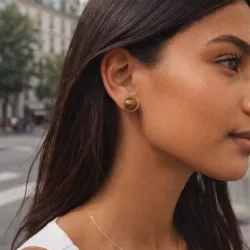 Boucles d’oreilles clous Essentiels – Oeil de tigre – vue 21