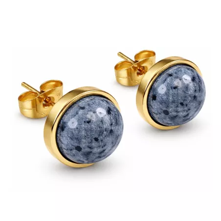 Boucles d’oreilles clous Essentiels avec pierre naturelle cabochon ronde