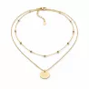 collier celebrite double rang medaille finition doree