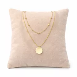 collier celebrite double rang medaille finition doree