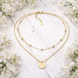 collier femme double chaine medaille style iconique